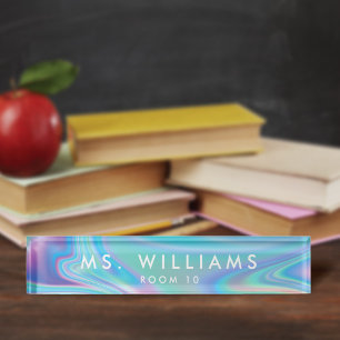 Porte-nom Pour Bureau Moderne + Joli Faux Iridescente Professeur