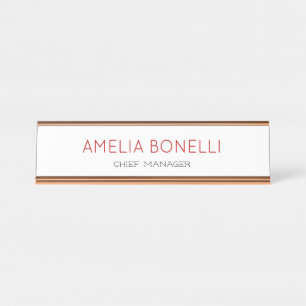 Porte-nom Pour Bureau Moderne minimaliste Professionnel Plain Blanc Roug