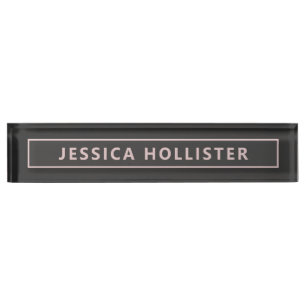 Porte-nom Pour Bureau Moderne, rose clair et gris v2