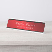 Porte-nom Pour Bureau Moderne Rouge Et Noir Vitré - Ajouter Logo, Nom, T (Devant)