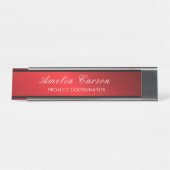 Porte-nom Pour Bureau Moderne Rouge Et Noir Vitré - Ajouter Logo, Nom, T (Devant)