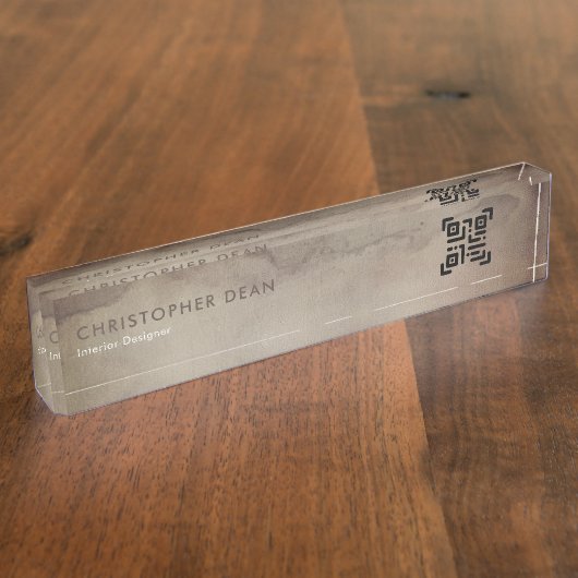 Porte-nom Pour Bureau Moderne Rustique Brown peinture Abstraite (Taille)