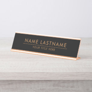 Porte-nom Pour Bureau Moderne Sleek minimaliste noir Nom Titre