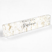 Porte-nom Pour Bureau Monogramme blanc des Motifs Rustic Gold