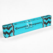 Porte-nom Pour Bureau monogramme de chevron turquoise classe