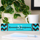 Porte-nom Pour Bureau monogramme de chevron turquoise classe