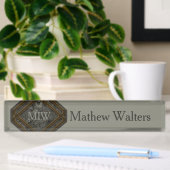 Porte-nom Pour Bureau Monogramme de marbre vert