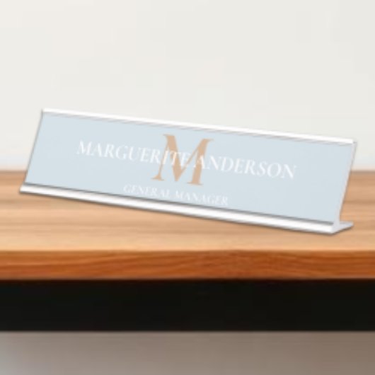Porte-nom Pour Bureau Monogramme de nom personnalisé