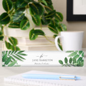 Porte-nom Pour Bureau Monogramme de verdure tropicale