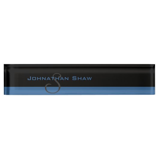 Porte-nom Pour Bureau Monogramme fait sur commande 5 (bleu) (Devant)