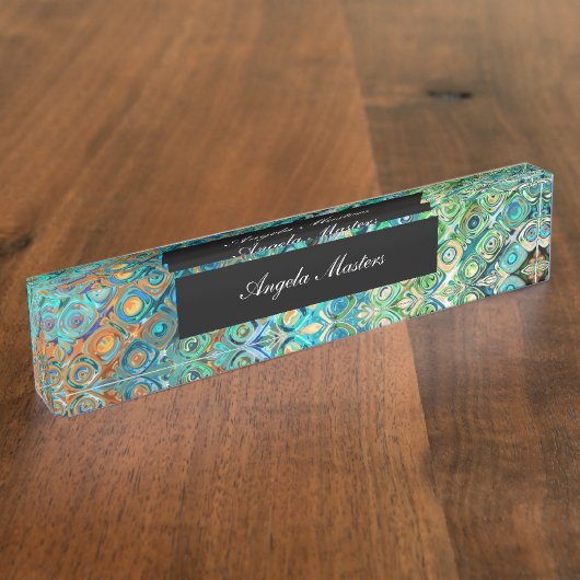 Porte-nom Pour Bureau Monogramme féminin Abstrait (Taille)