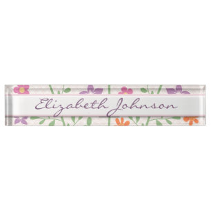 Porte-nom Pour Bureau Monogramme floral chic de conception de motif