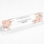 Porte-nom Pour Bureau monogramme floral rose pâle