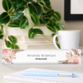 Porte-nom Pour Bureau monogramme floral rose pâle