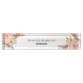 Porte-nom Pour Bureau monogramme floral rose pâle (Devant)