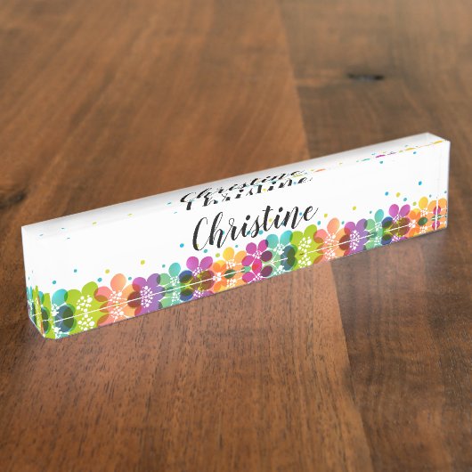 Porte-nom Pour Bureau Monogramme floral tendance pour dames ou filles (Taille)