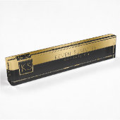 Porte-nom Pour Bureau Monogramme Gold & Black Modern Design