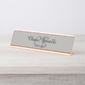 Porte-nom Pour Bureau Monogramme gris classique professionnel (Devant)