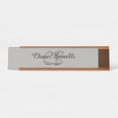 Porte-nom Pour Bureau Monogramme gris classique professionnel (Devant)