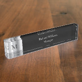 Porte-nom Pour Bureau Monogramme moderne (Taille)