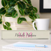 Porte-nom Pour Bureau Monogramme Moderne Calligraphie Nom Initiales