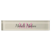 Porte-nom Pour Bureau Monogramme Moderne Calligraphie Nom Initiales (Devant)