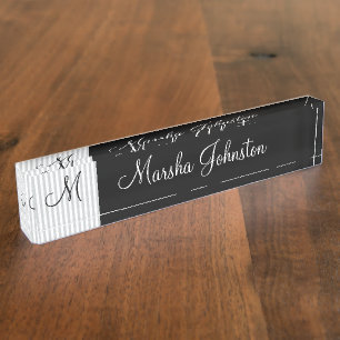 Porte-nom Pour Bureau Monogramme moderne chic