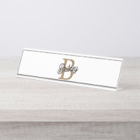 Monogramme moderne élégant Nom Black Gold Script