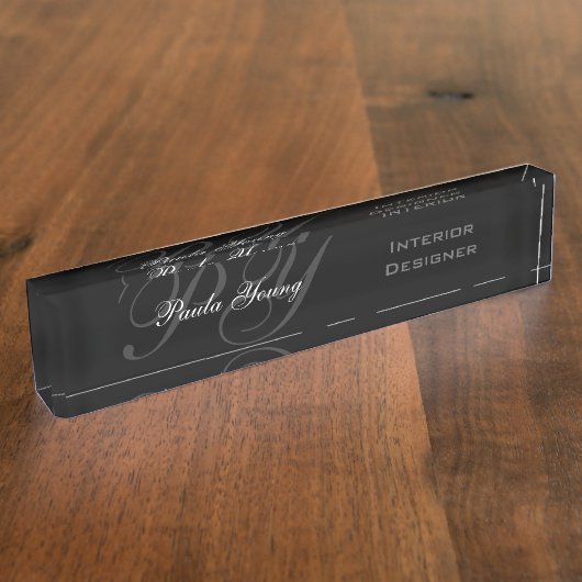 Porte-nom Pour Bureau Monogramme moderne fait sur commande 2 (Taille)