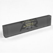 Porte-nom Pour Bureau Monogramme moderne Gris clair affaires tendance