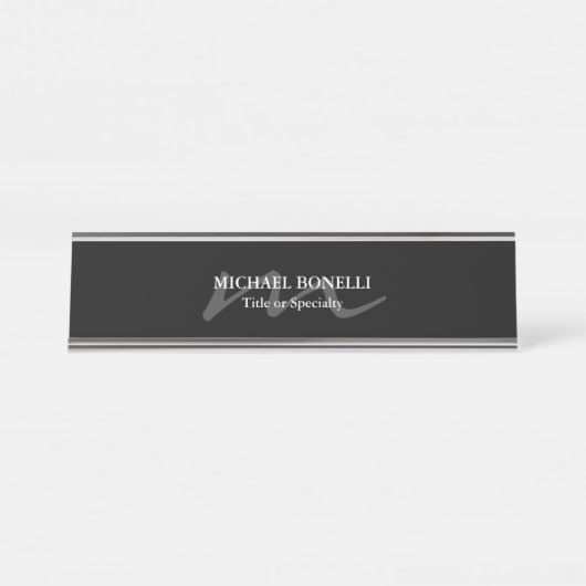 Porte-nom Pour Bureau Monogramme moderne tendance initial professionnel (Devant)