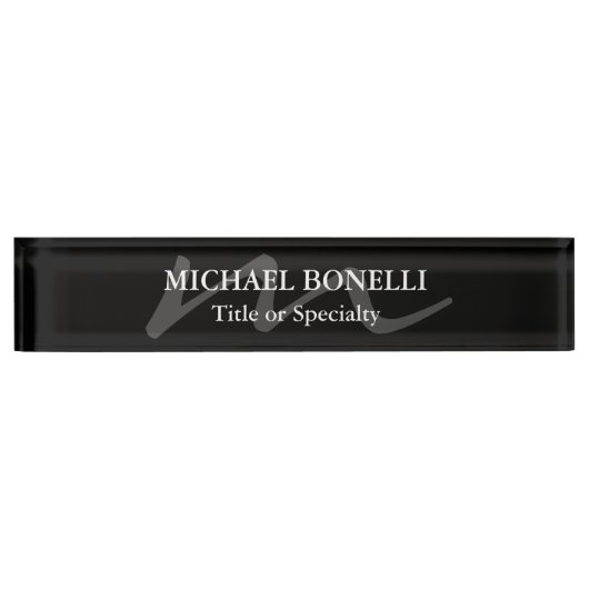 Porte-nom Pour Bureau Monogramme moderne tendance initial professionnel (Devant)