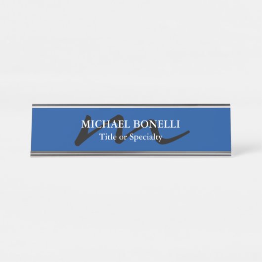 Porte-nom Pour Bureau Monogramme moderne tendance initial professionnel (Devant)