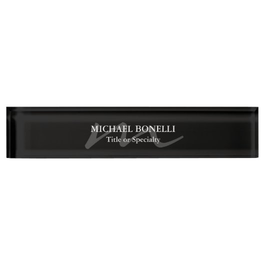 Porte-nom Pour Bureau Monogramme moderne tendance initial professionnel (Devant)