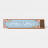 Porte-nom Pour Bureau Monogramme Pastel Boho Fleurs (Devant)