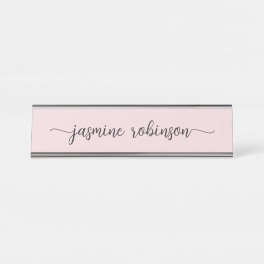 Porte-nom Pour Bureau Monogramme professionnel Blush Pink (Devant)