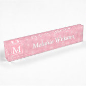 Porte-nom Pour Bureau Monogramme rose cercles motif