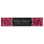 Porte-nom Pour Bureau Monogramme rose foncé magenta faux scintillants (Devant)