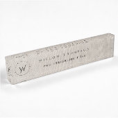 Porte-nom Pour Bureau Monogramme Rustique Linge Beige Élégant Script