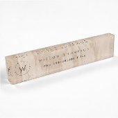 Porte-nom Pour Bureau Monogramme Rustique Texture de bois Élégant Script
