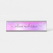 Porte-nom Pour Bureau Monogramme violet Parties scintillant Étincelante  (Devant)