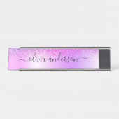 Porte-nom Pour Bureau Monogramme violet Parties scintillant Étincelante  (Devant)