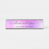 Porte-nom Pour Bureau Monogramme violet Parties scintillant Étincelante  (Devant)