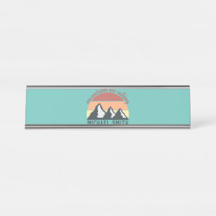 Porte-nom Pour Bureau Montagnes pastel vintage appellent monogramme ciel
