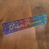 Porte-nom Pour Bureau Moody Ombre | Psychedélique Grunge Gold Stardust (Taille)