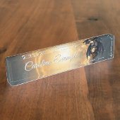 Porte-nom Pour Bureau Moonlit Timekeeper – Steampunk Bat  (Taille)