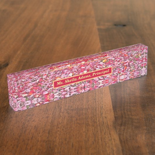 PORTE-NOM POUR BUREAU MOQUETTE DE FEUILLES ROUGES FALLEN / PERSONNALISER (Taille)