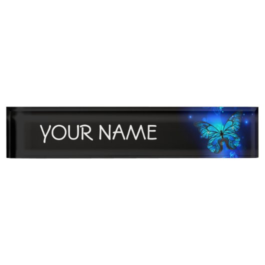 Porte-nom Pour Bureau Morpho Butterfly in the Dark Background (Devant)