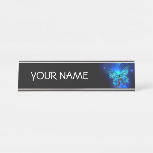 Porte-nom Pour Bureau Morpho Butterfly in the Dark Background (Devant)