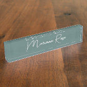 Porte-nom Pour Bureau Moss Green Élégant Script manuscrit (Taille)